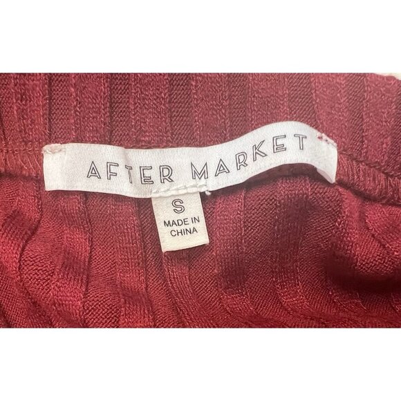 After Market Anthropologie Red Burgundy Pleated Midi Skirt Side Slits Size Small - Picture 4 of 7